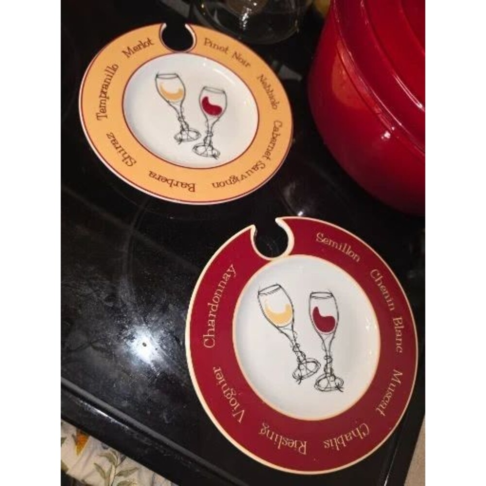 Wine Valley The Wine Plate Cocktail Plates Set of 4 Stemware Holder Red Yellow A